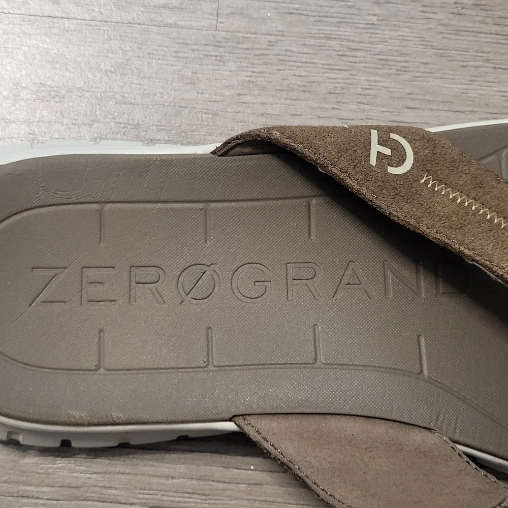Cole Haan Zerogrand Mens Brown Flip Flop Sandals Size 9 Rubber Leather Vacation